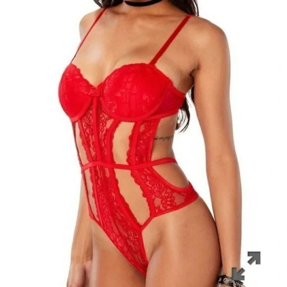Body Rage Red One-Piece Bodysuit Lingerie Size Medium